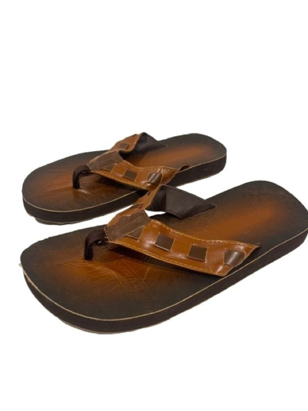 Men’s SeaHorse Brown Faux Leather Beach Sandals Size 9 US!